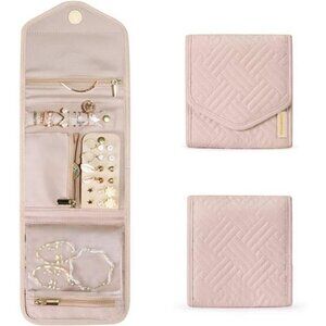 Travel jewelry organizer case foldable jewelry roll storage bag for rings earrin